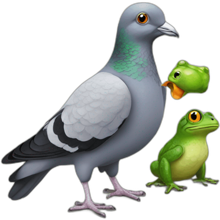 Pigeon with frog emoji