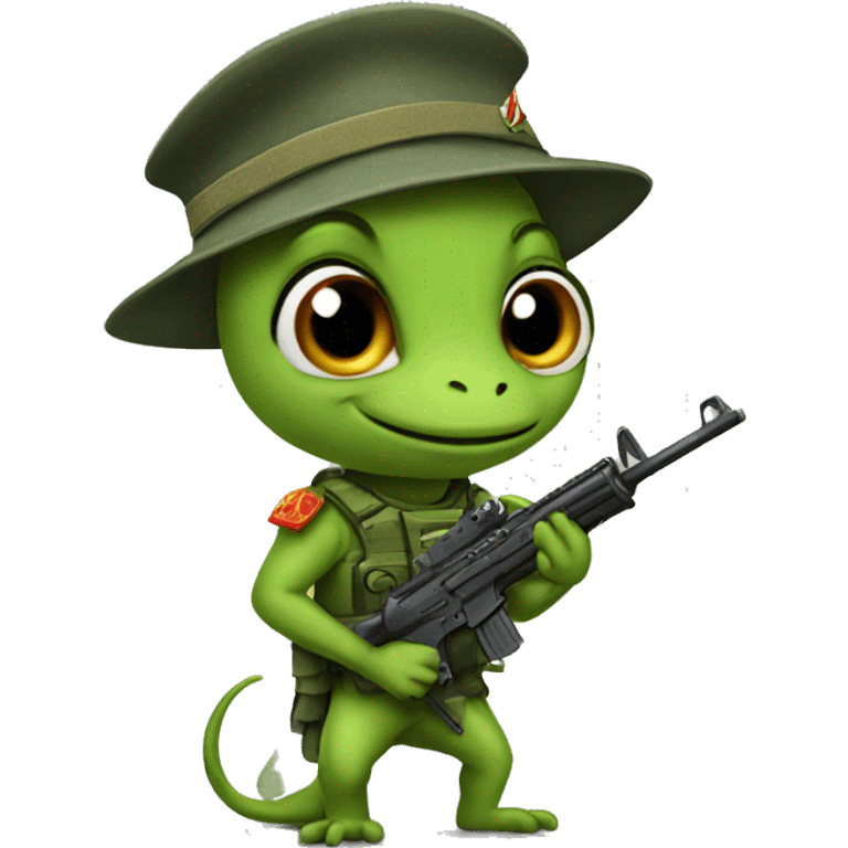 a gecko as an soldier emoji