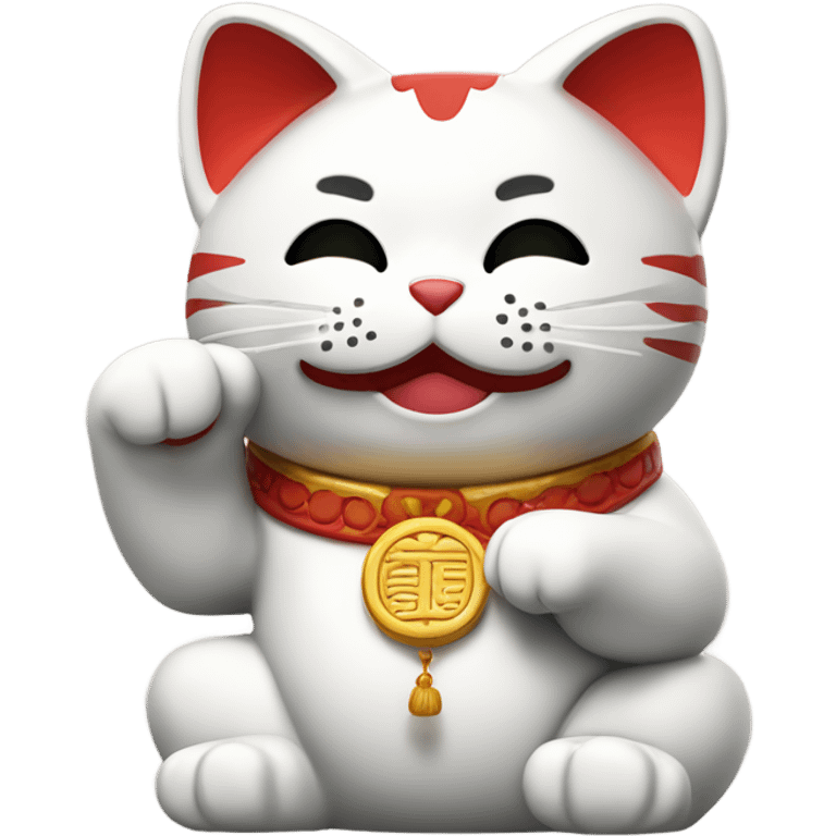 Maneki Neko giving piece sign emoji