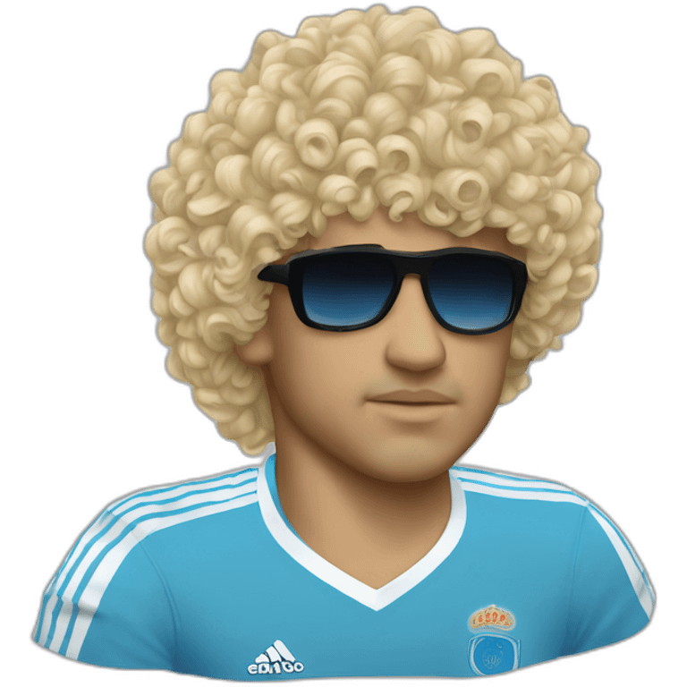 Curly hair Maradona 86 argentina tshirt emoji