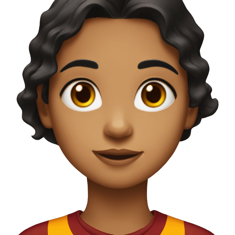 girl with wavey black hair brown eyes and galatasaray shirt emoji