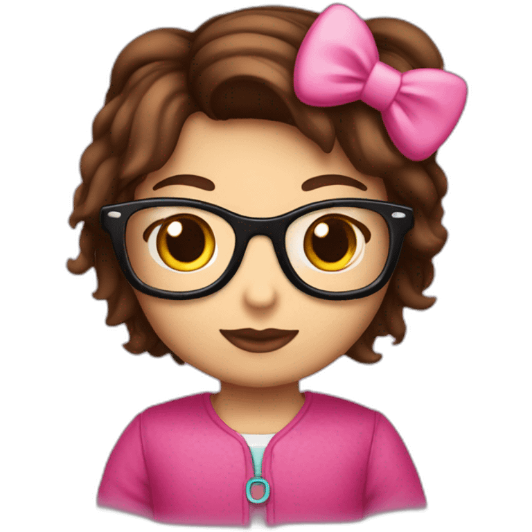 Hello kitty brune avec des lunettes  emoji