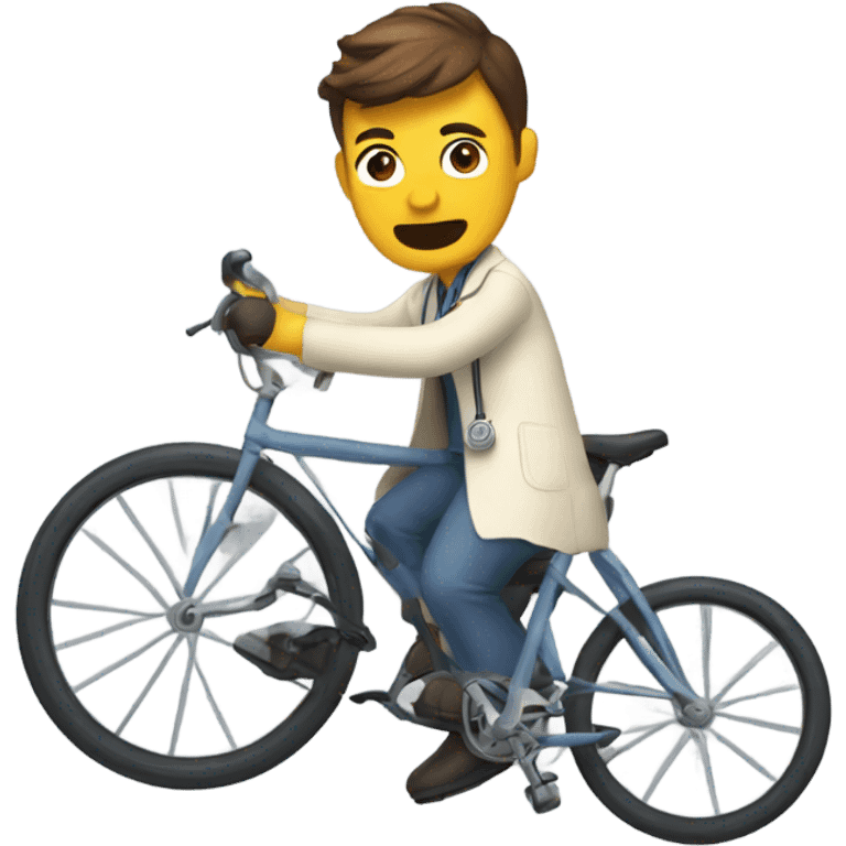 Crashing a bicycle, rider is a doctor  emoji