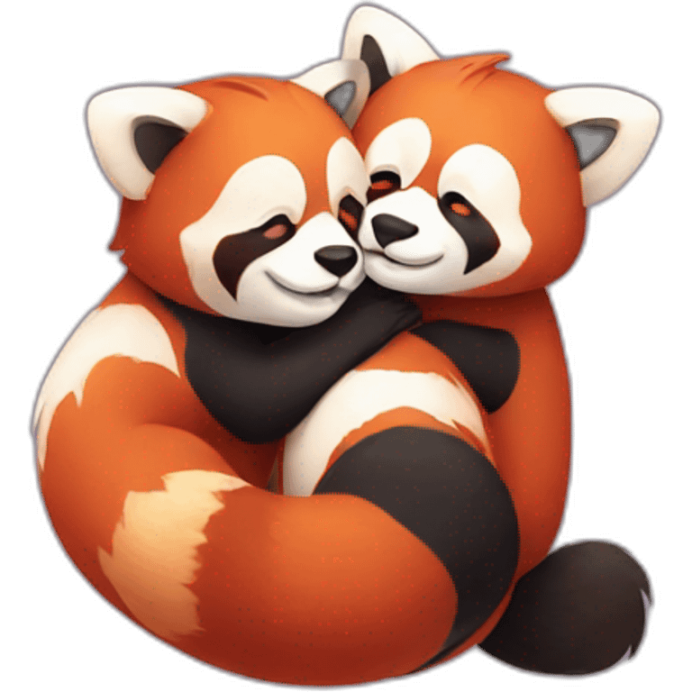 Two hugging red pandas emoji