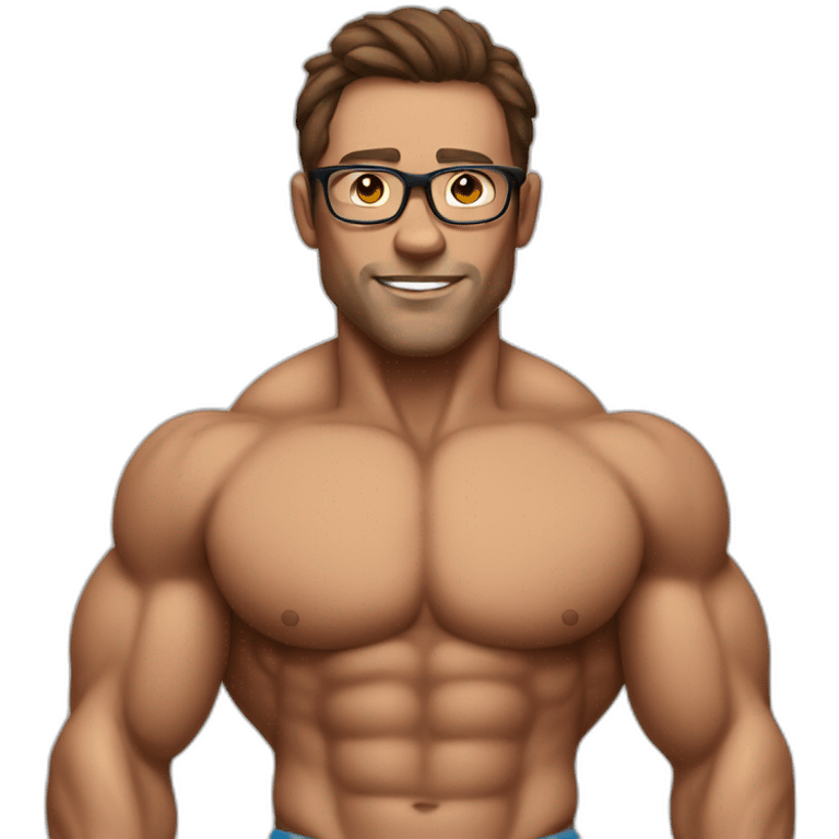 bodybuilder with brown hair and glasses without beard and clothes  emoji