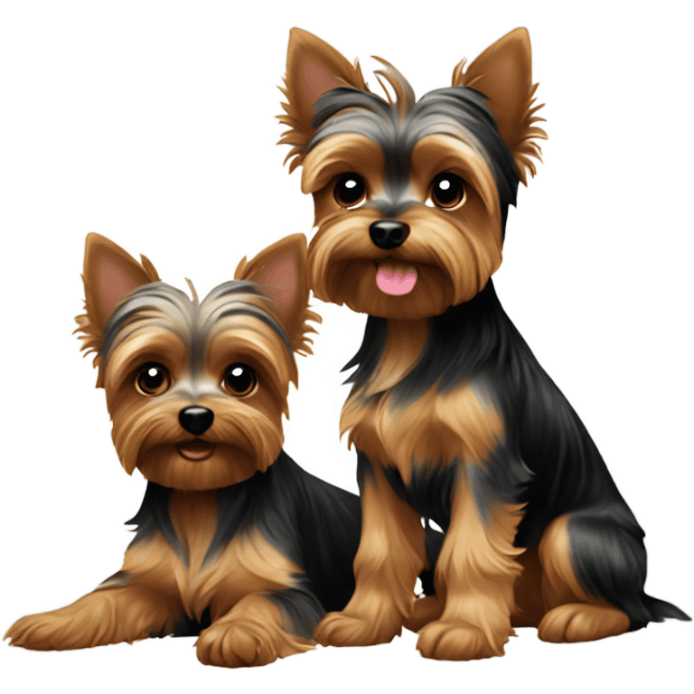 Yorkie with puppy yorkies emoji