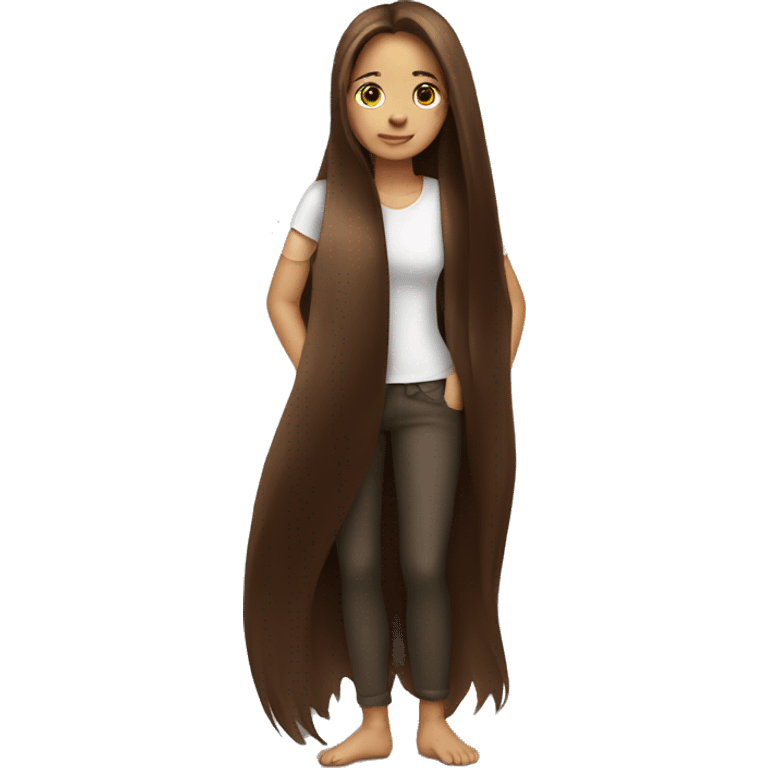 Girl with very long brown hair emoji