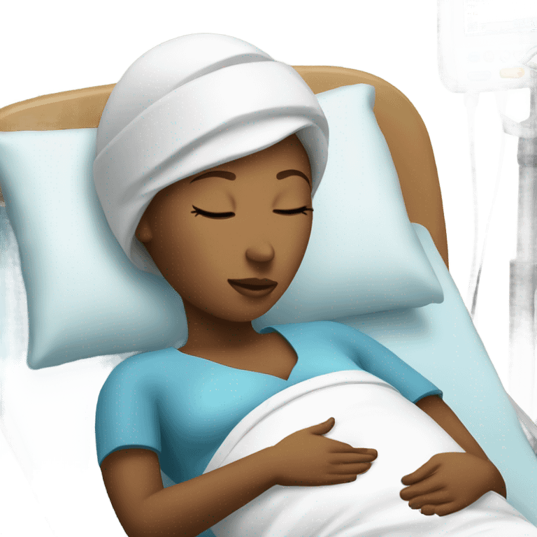 pregnant women in a hospital bed with her eyes closed  emoji