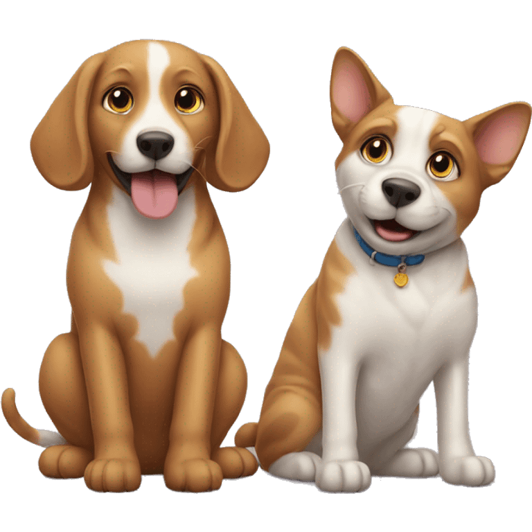 cat and dog playing emoji