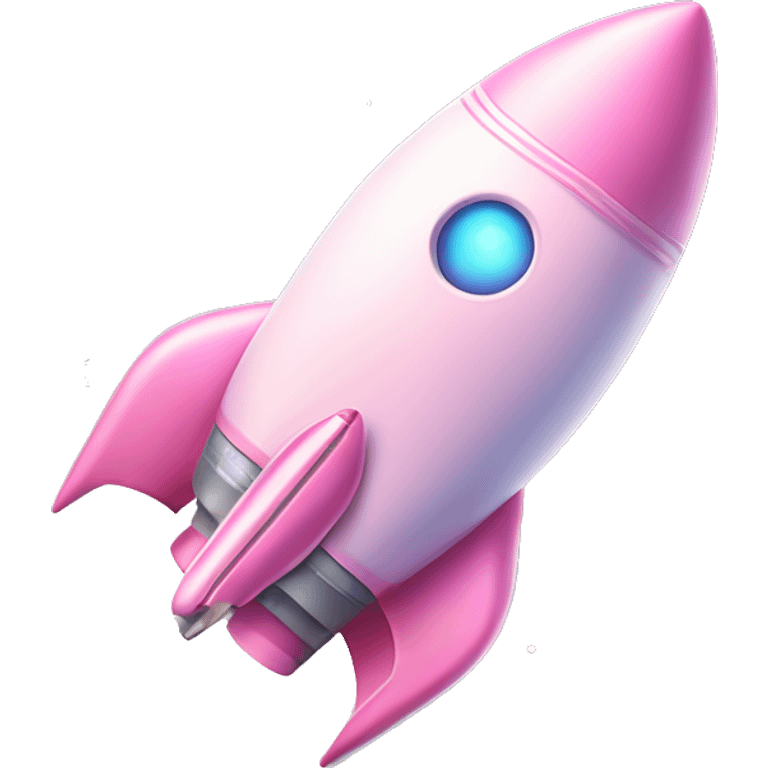 Pastel Pink Rocket "A pastel pink rocket ship with glowing engines, sparkling stars painted on its body, and a dreamy, glittering trail as it launches." emoji