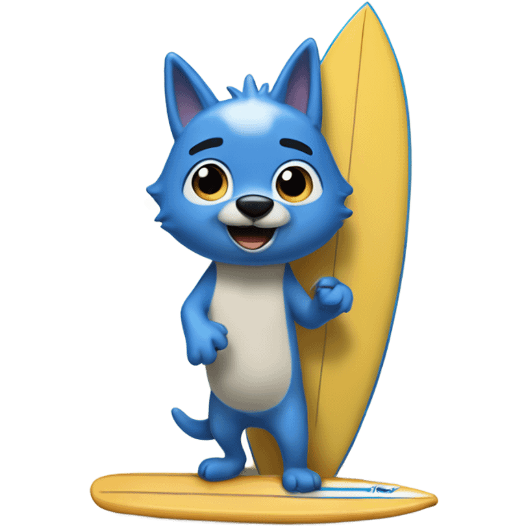 Bluey on a surfboard  emoji