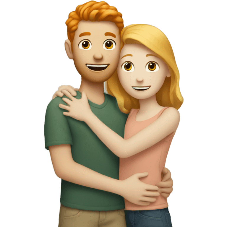 ginger boy and blonde girl hugging emoji