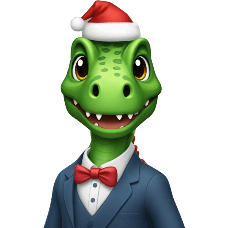 Dinosaurio con traje de navidad  emoji