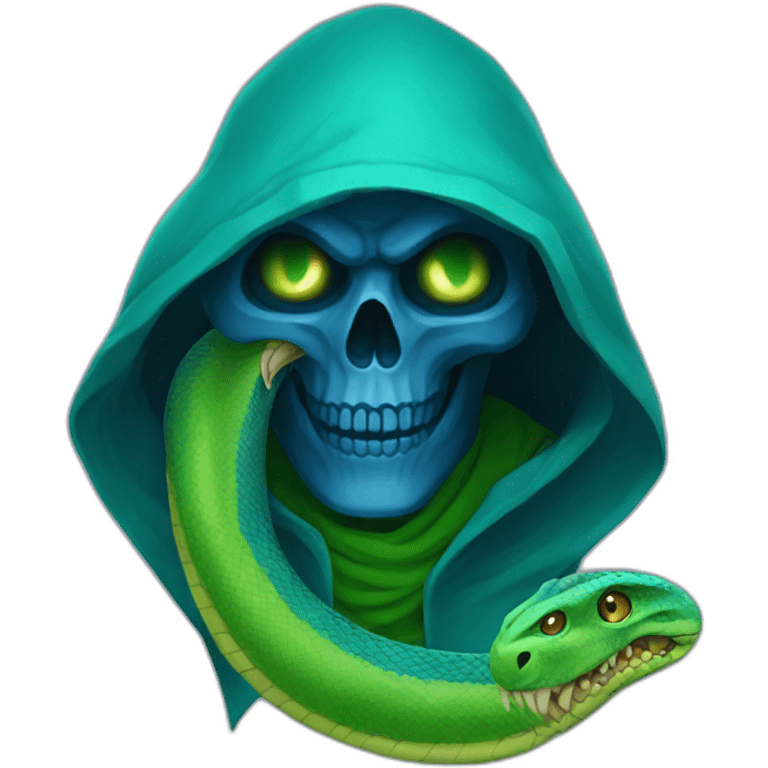 blue reaper with green python around the neck emoji