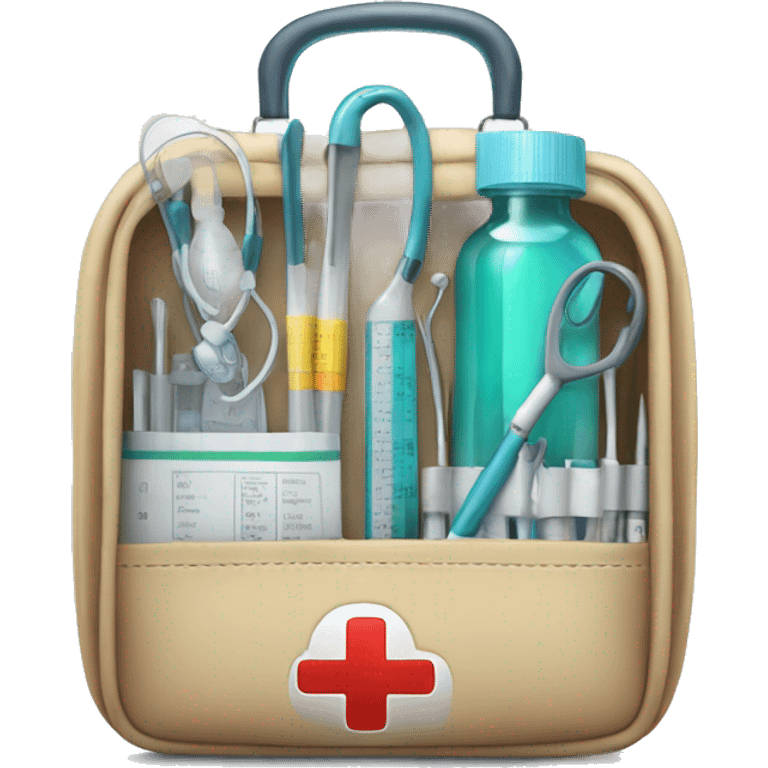 Medical diagnostic bag with instruments inside emoji