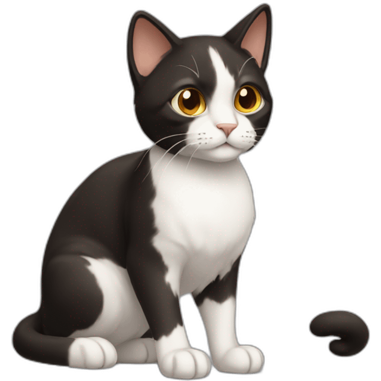 black brown white cat full body emoji