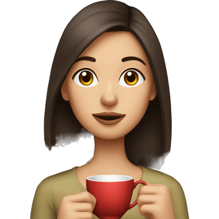 Girl brunette sipping tea emoji