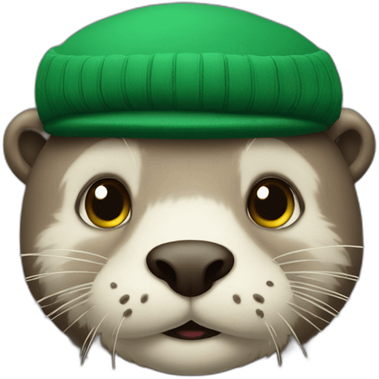 Otter in green sweatern where M is written emoji