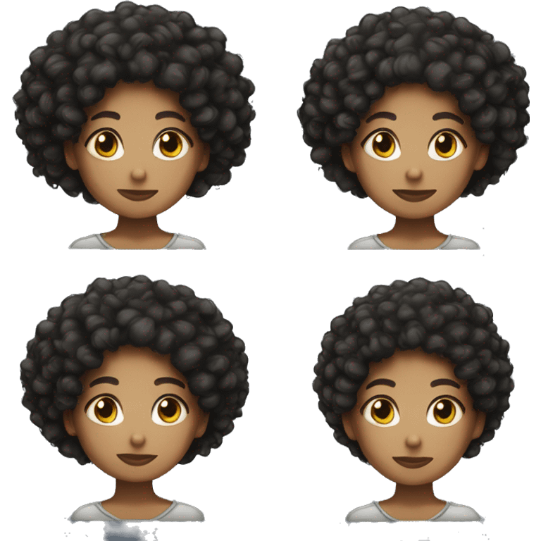 Very light skin biracial young woman with short black curly afro emoji