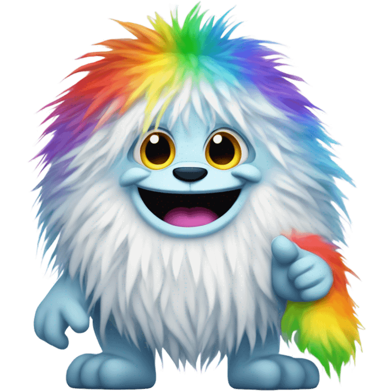  a yeti holding a rainbow poop emoji