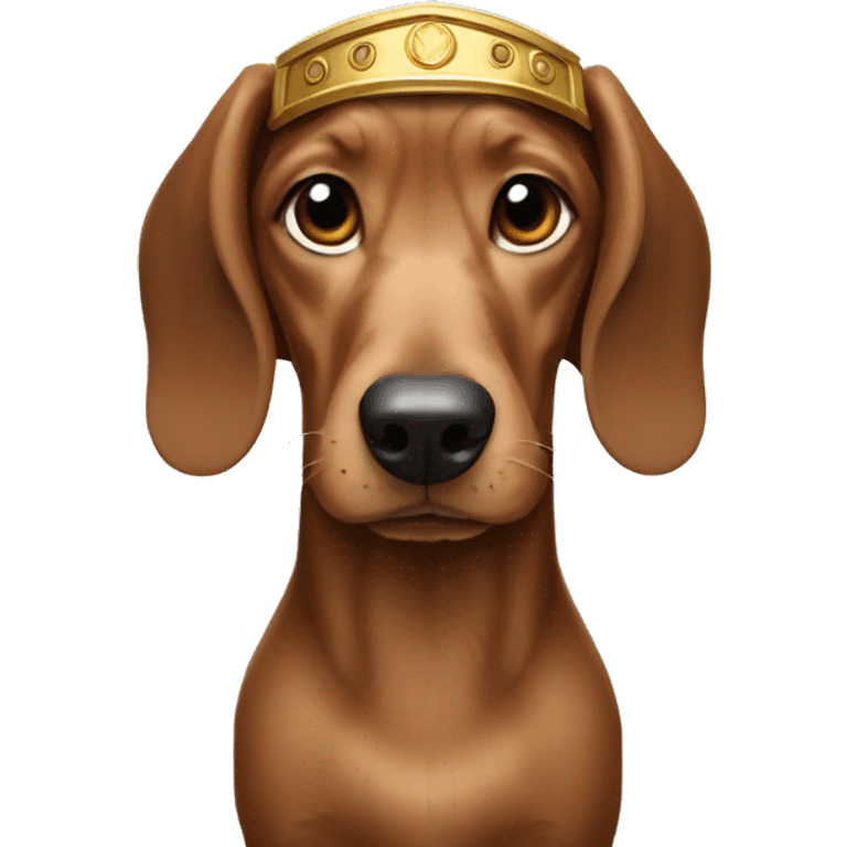 dauchund named hector as a greek god, emperor and thor all in one. fill the emoji frame so it does not look small when used emoji