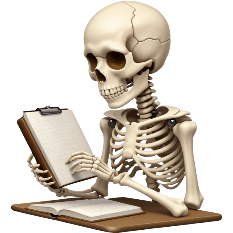 skeleton studying emoji