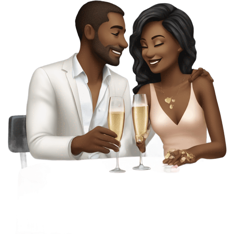 Romantic date for beautiful fashionable couple drinking champagne  emoji