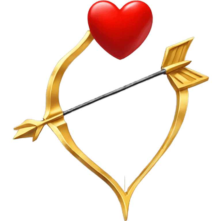 Gold bow with arrow and a red heart emoji