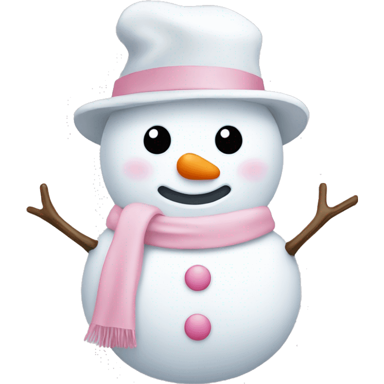 Cute white and light pink snowman emoji