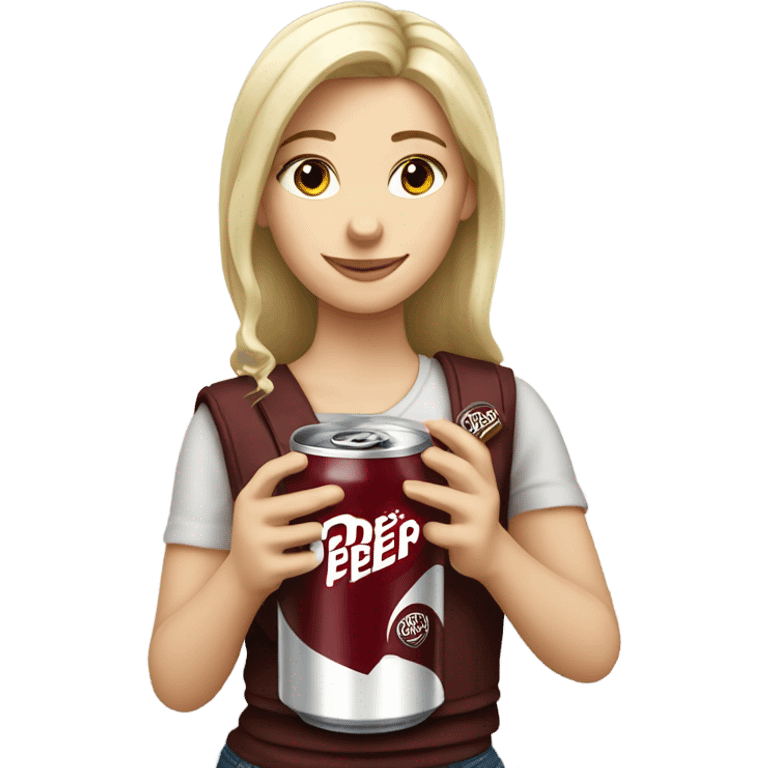 white blond girl with a dr pepper emoji