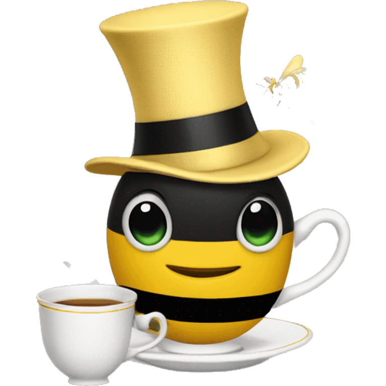 Dancing Bridgerton Bee with top hat and tea cup emoji