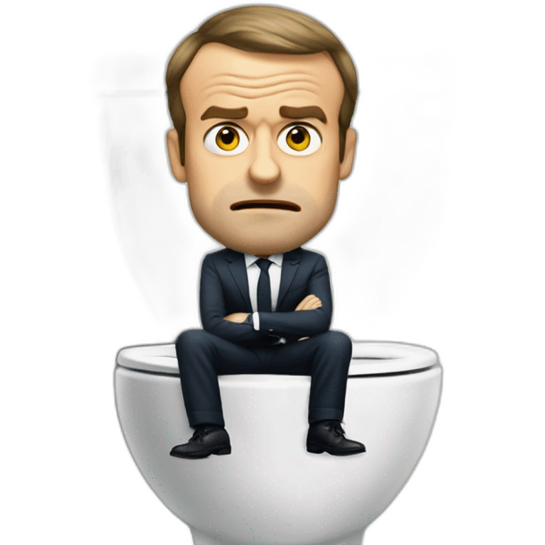 Emmanuel macron sitting on toilets angry emoji