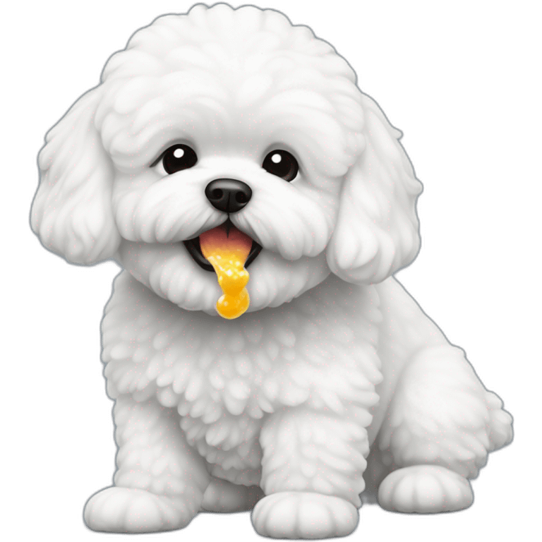 Bichon frisé eating emoji