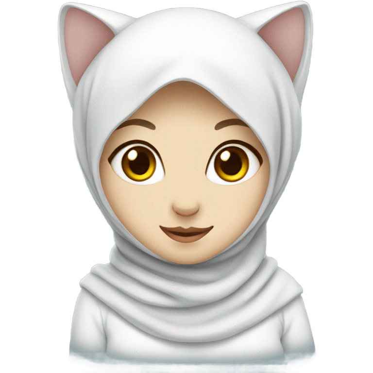 Cute white kitty with hijab emoji