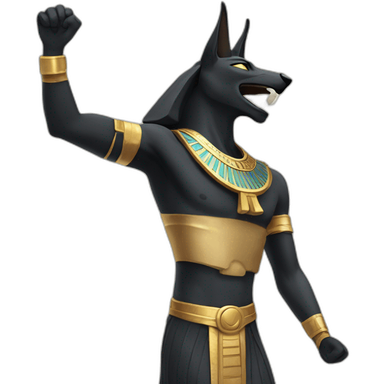 Ancient egyptian god Anubis cheering emoji