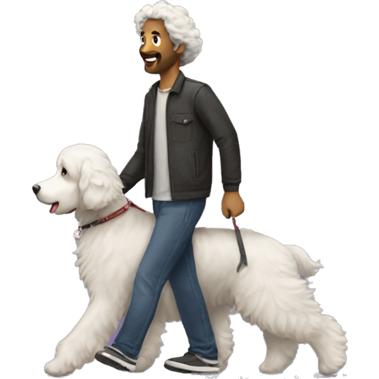 man walking a bernedoodle emoji