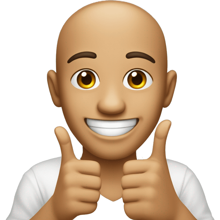 round face very smiling, with the thumb of the left hand between the ring and index fingers, en lenguaje de señas colombiano emoji