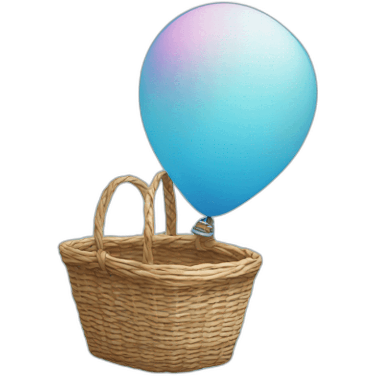 Ballon in nlue sky with a small basket emoji