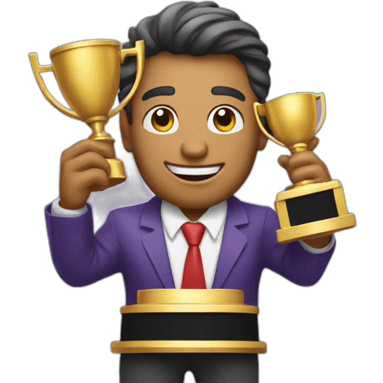 television game show host holding a trophy emoji