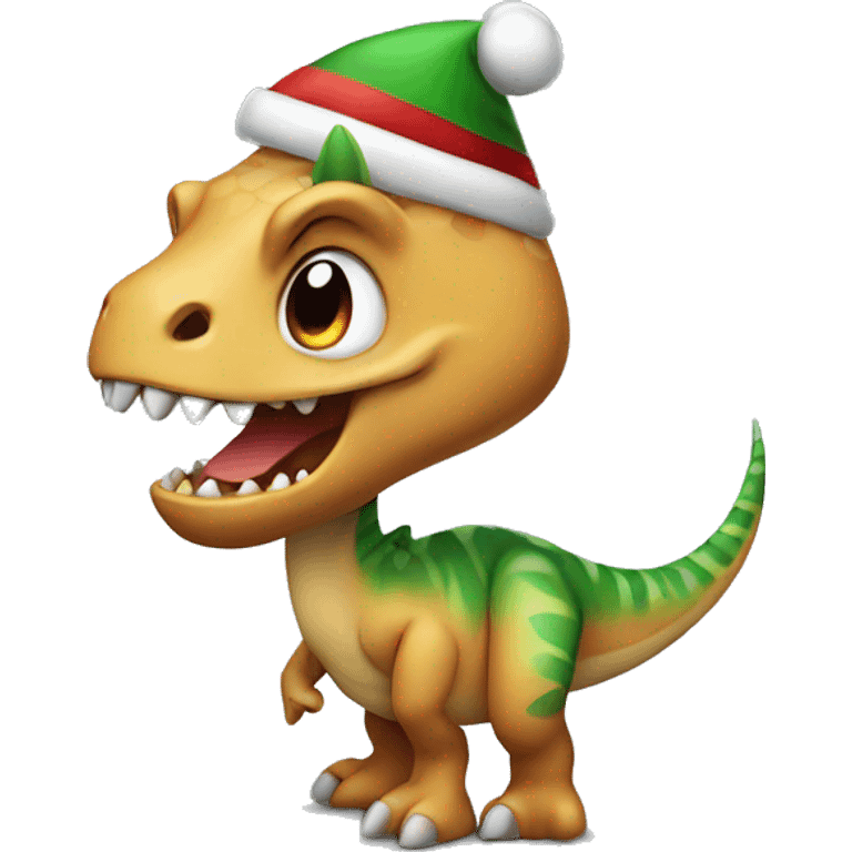 A dinosaur in Christmas  emoji