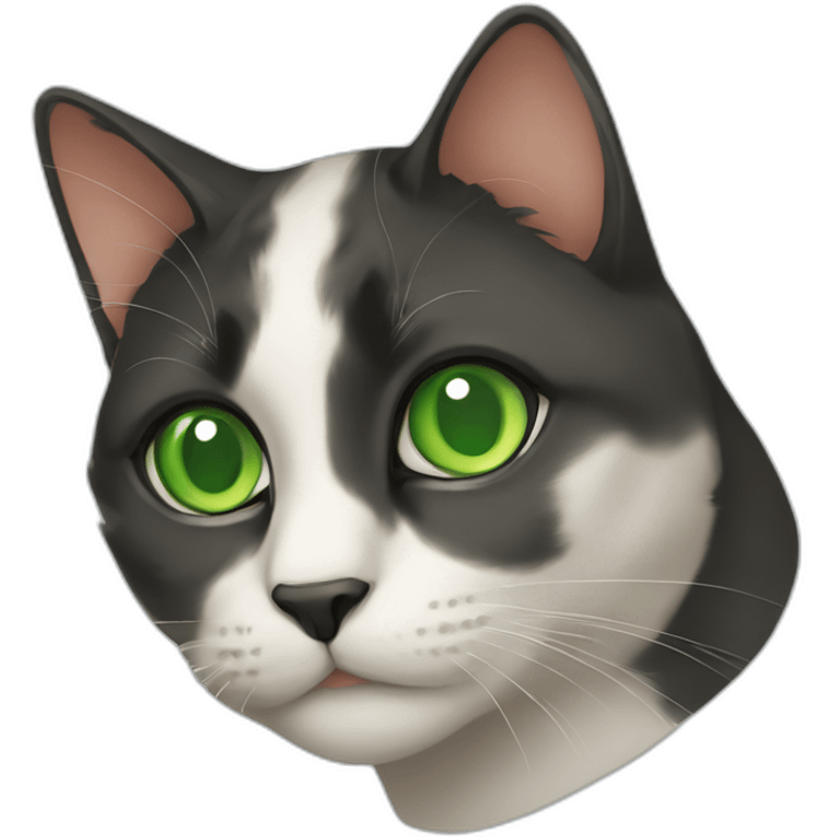 a tricolor cat with green eyes emoji