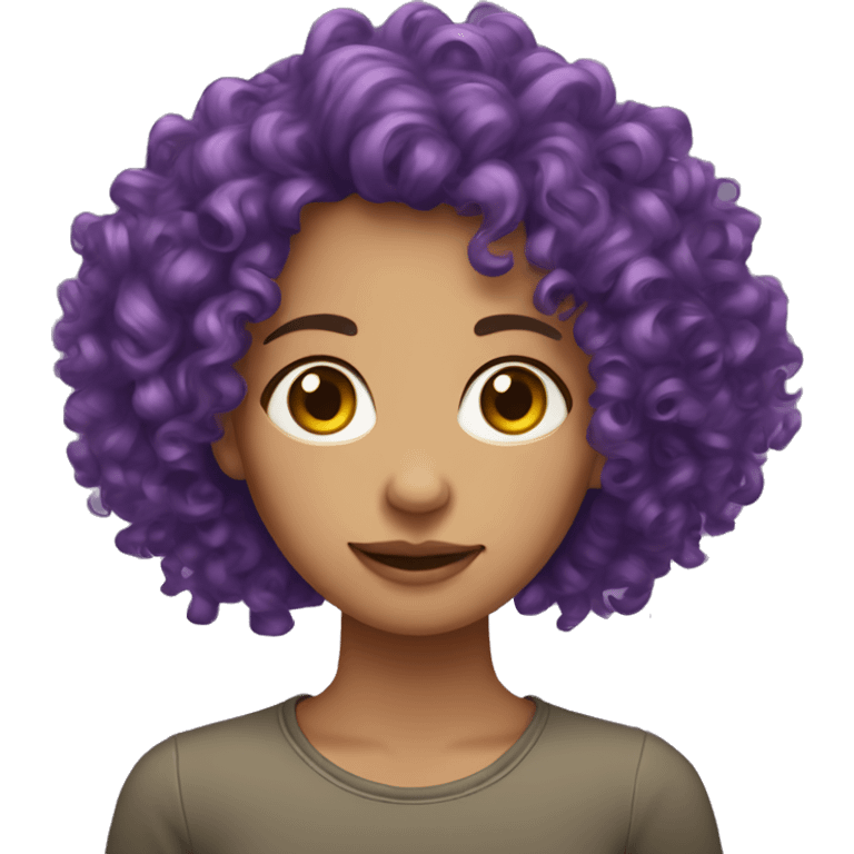 European, purple curly hair, woman, teenager, nose ring. emoji