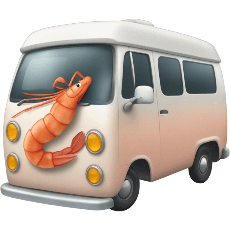 Shrimp driving camper van emoji