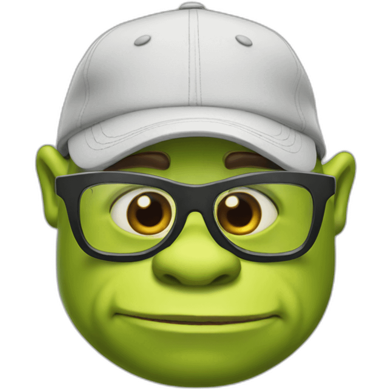 Shrek in a cap with lenses emoji