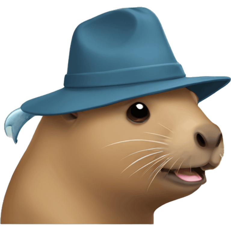 capybara with a shark hat emoji