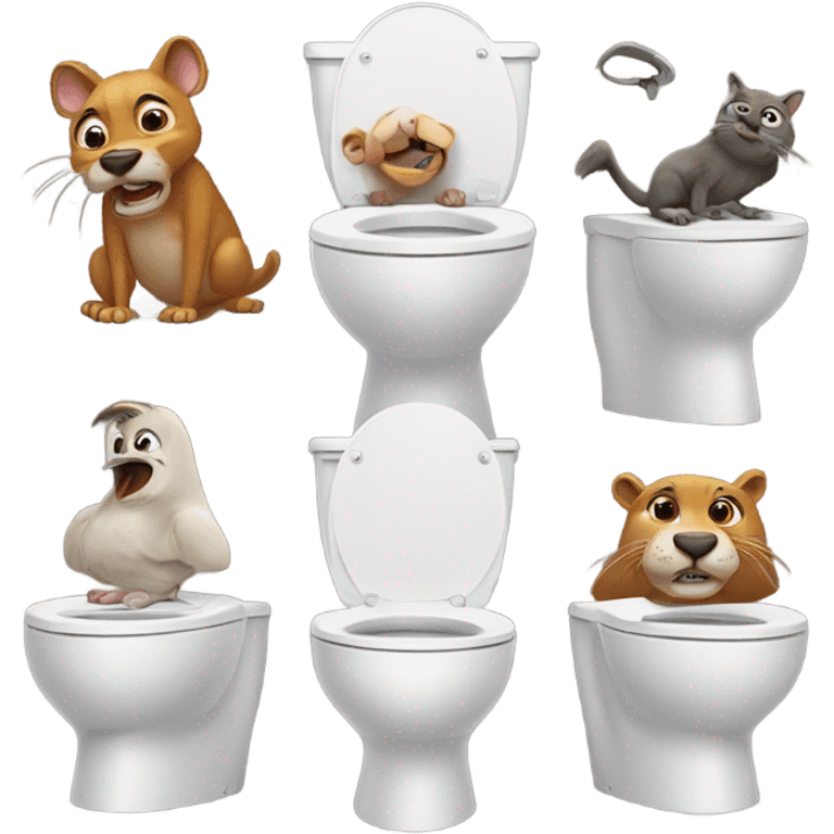 Animals on toilet emoji