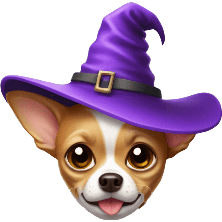 Chihuahua with witch hat emoji