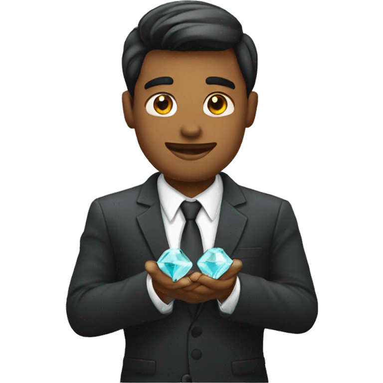 business man holding diamonds emoji