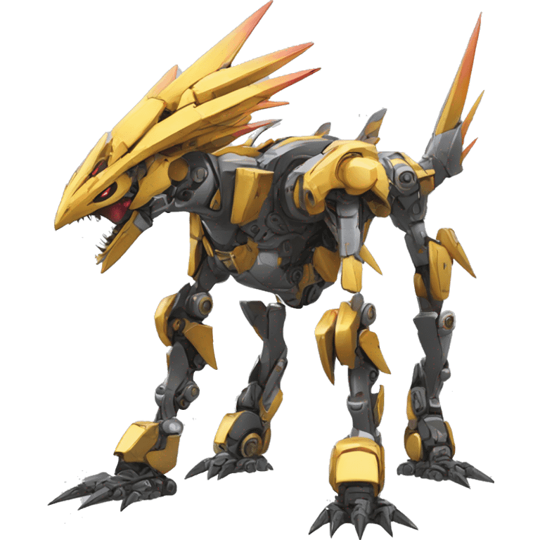 a futuristic mechanical spiky Medabot-raptor-dragon-mecha full body emoji