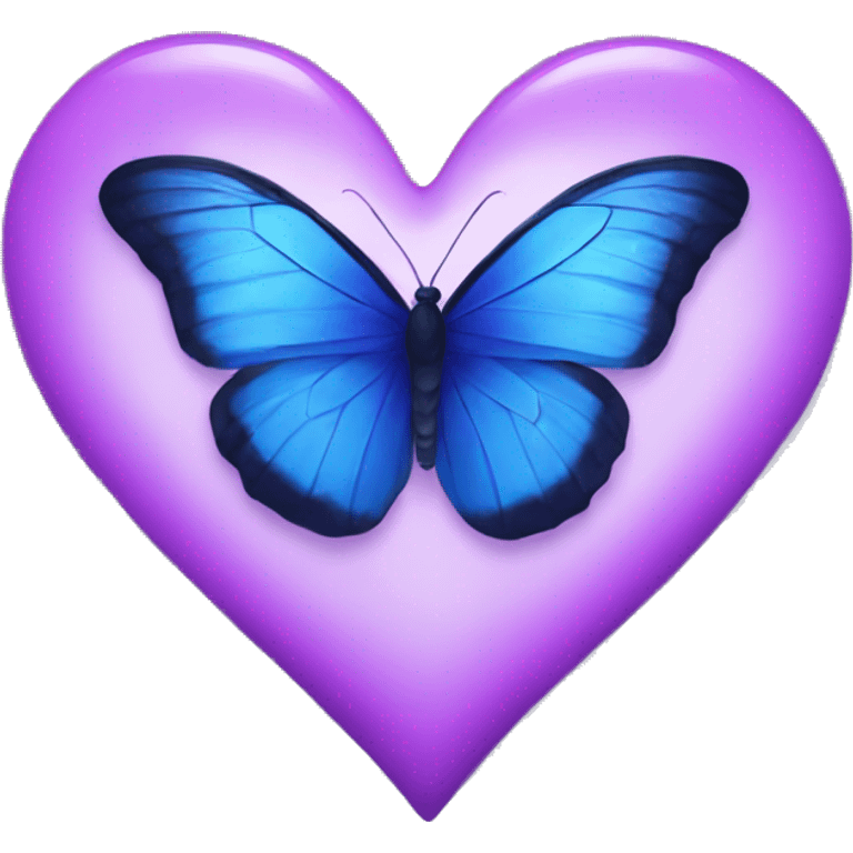 blue butterfly inside a purple heart emoji